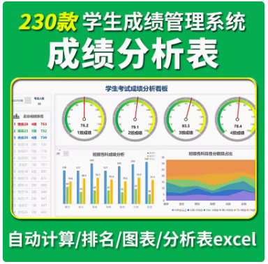 学生成绩排名统计分析个人成绩自动计算管理登记系统excel图表格-开学吧